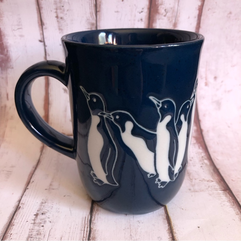 Navy Blue Enamel Penguin Mug